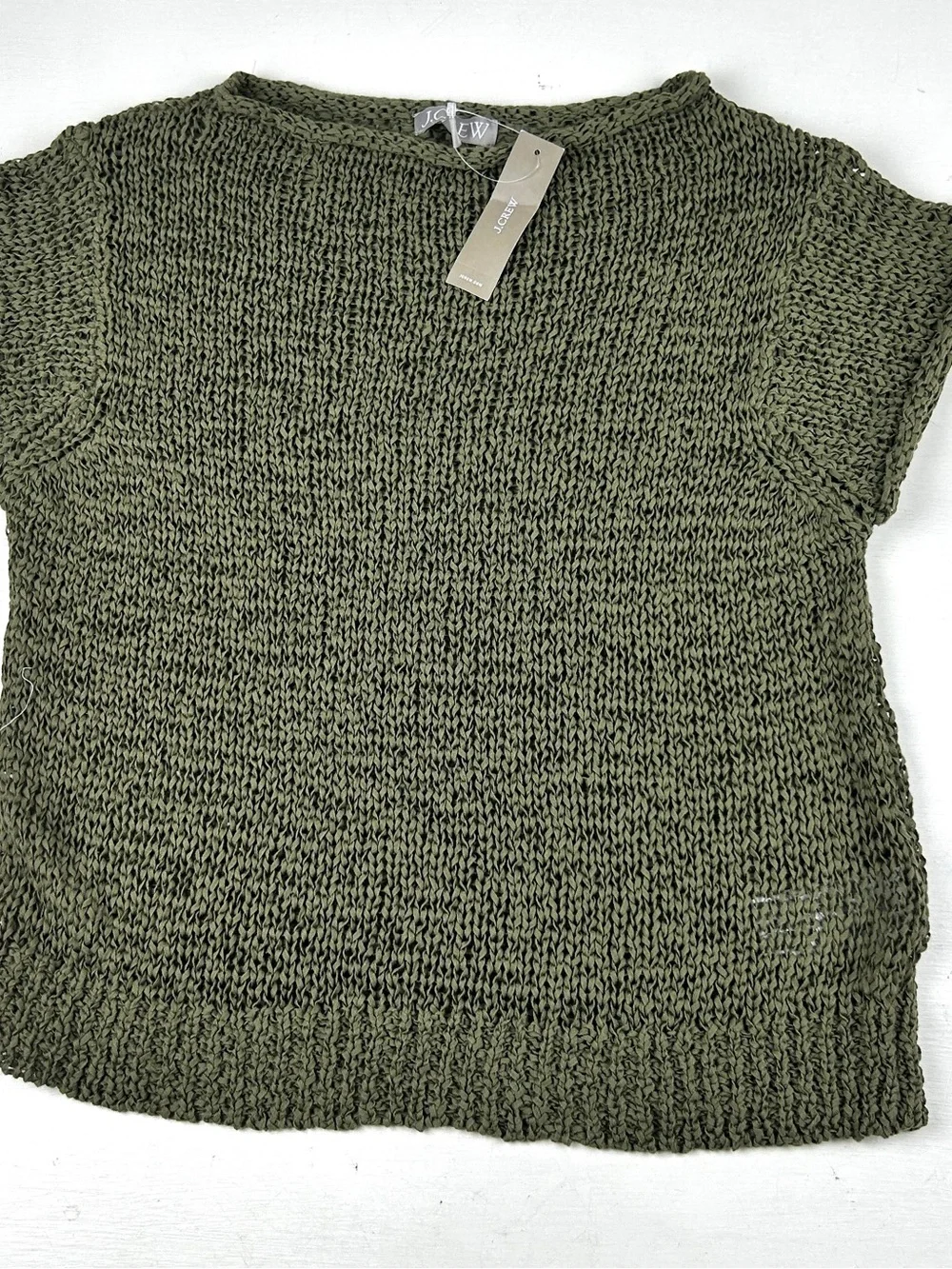 J. Crew Olive Green Short-Sleeve Knit Sweater